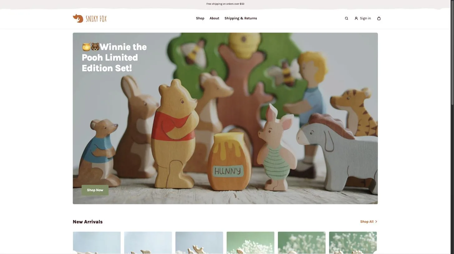 Sniky Fox — Shopify store with automated supplier sync